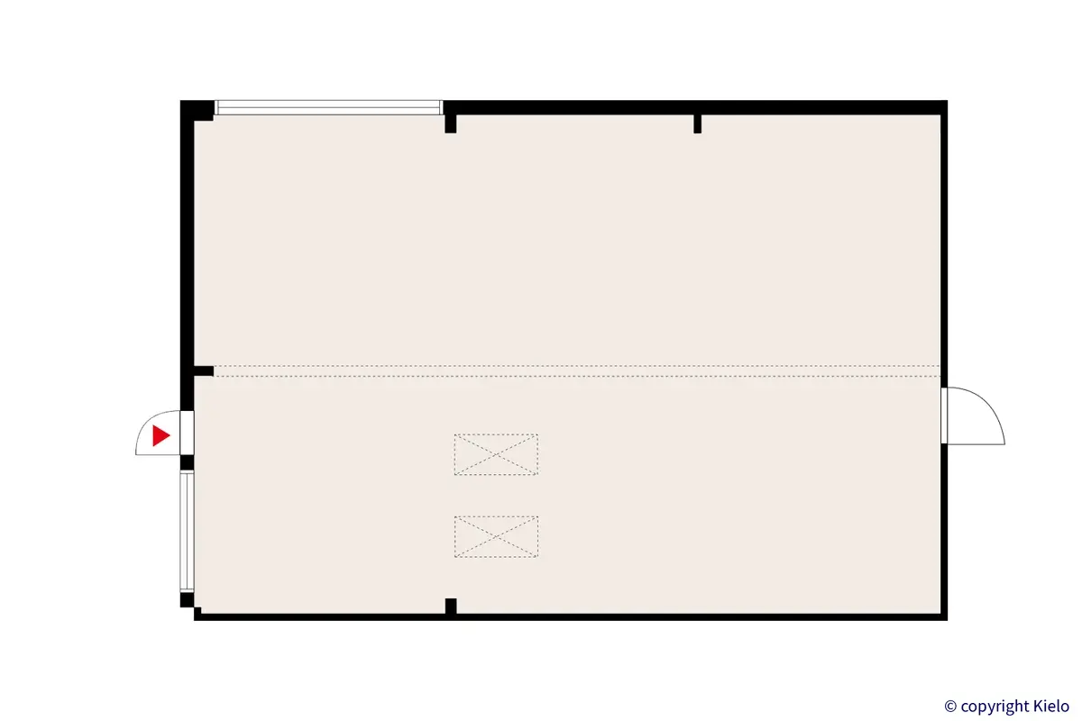 Katsastusmiehenkuja 5, Hämeenlinna, katutason 221 m2 liiketilan pohjakuva.