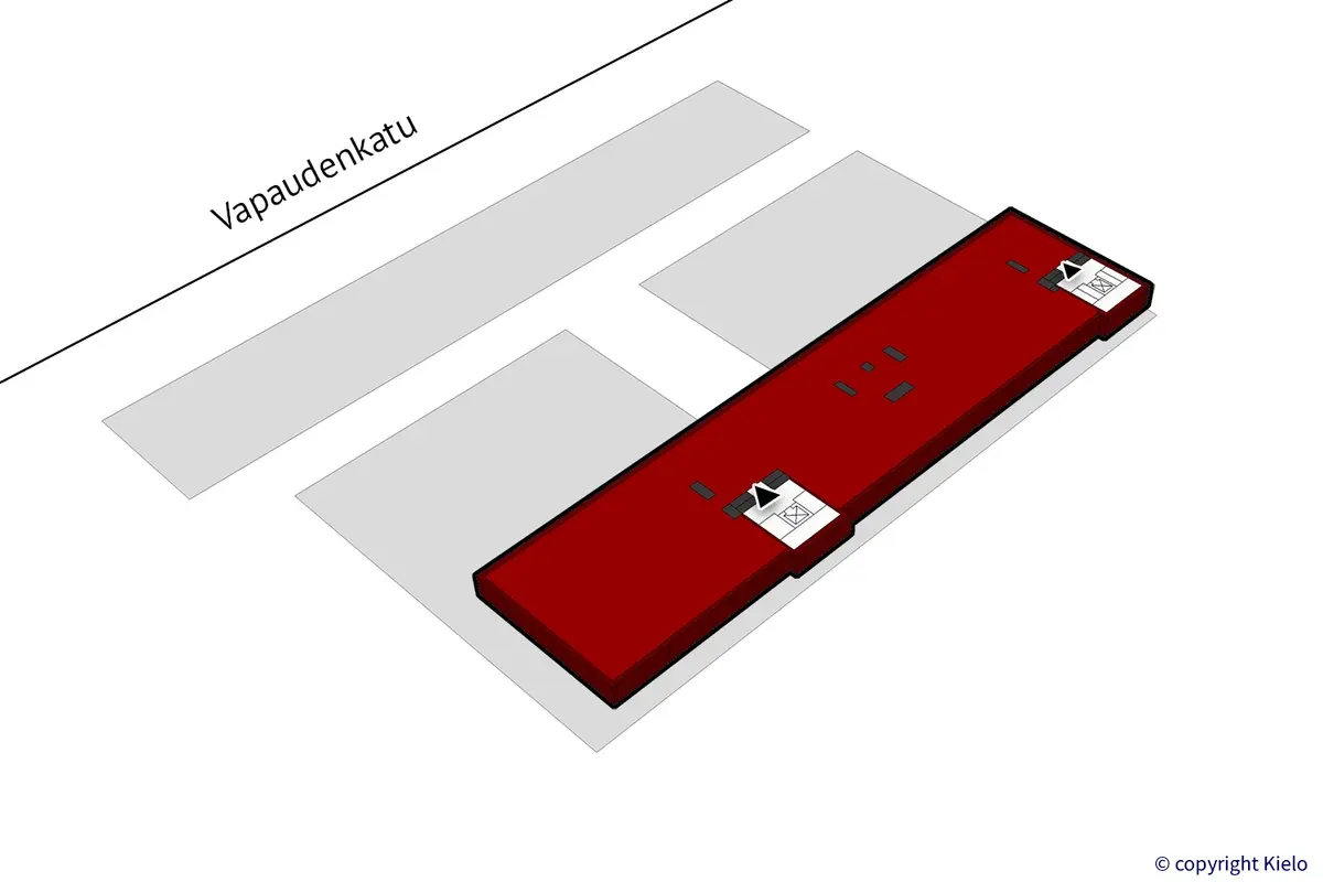 Jyväskylän Vapaudenkatu 48-50 2. kerroksessa olevan toimitilan 801 m2 sijaintikuva