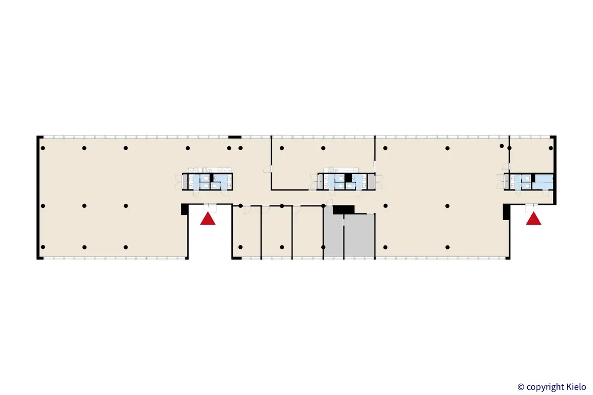 Jyväskylän Vapaudenkatu 48-50 2. kerroksessa olevan toimitilan 801 m2  pohjakuva