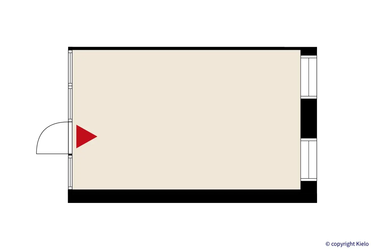 Laserkatu 6, rakennus C, Lappeenranta. 1. kerroksen 26 m2 toimitilan pohjakuva.