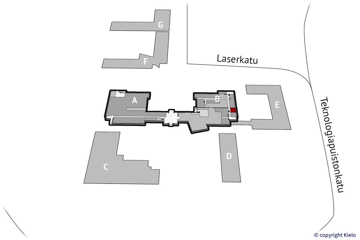 Lappeenrannan Laserkatu 6, rakennus B. 1. kerroksen 21 m2 toimistotilan sijaintikuva.