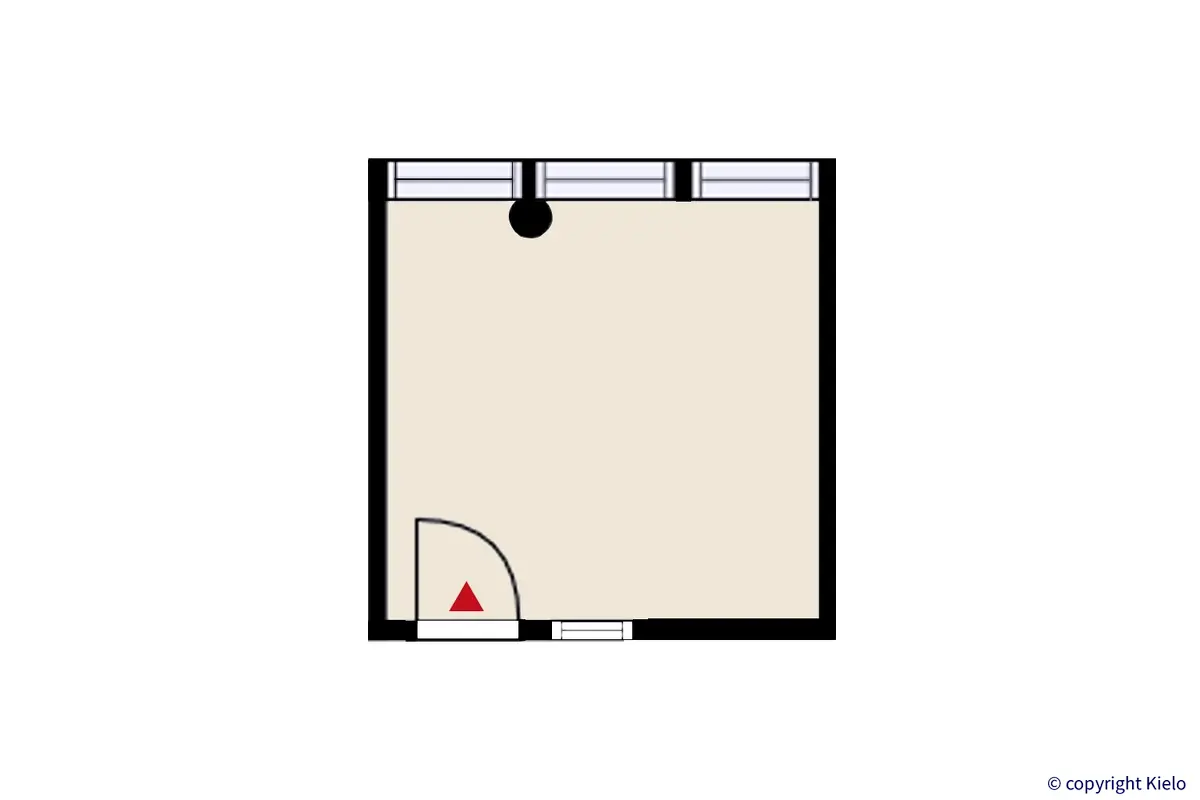 Jyväskylän Ylistönmäentie 24, 1. kerroksen 12m2 toimitilan pohjakuva.