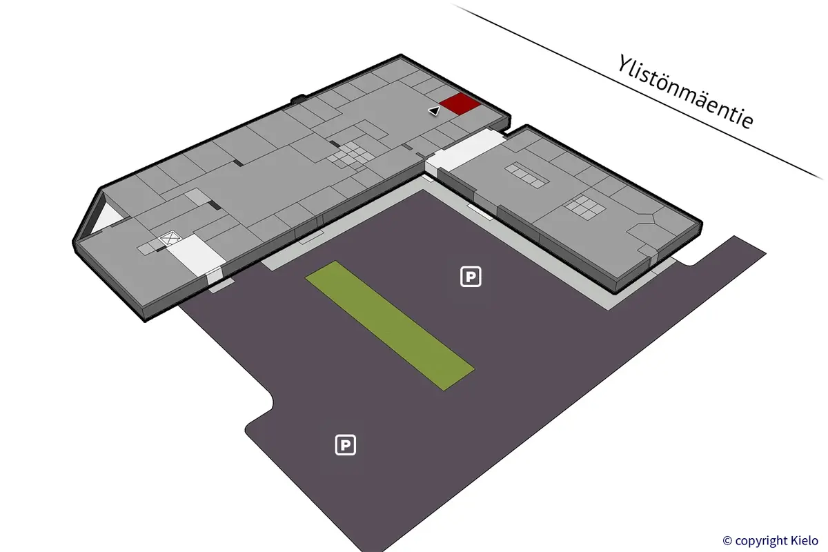 Ylistönmäentie 24, Jyväskylä, 1. kerroksen 12m2 toimitilan sijaintikuva.