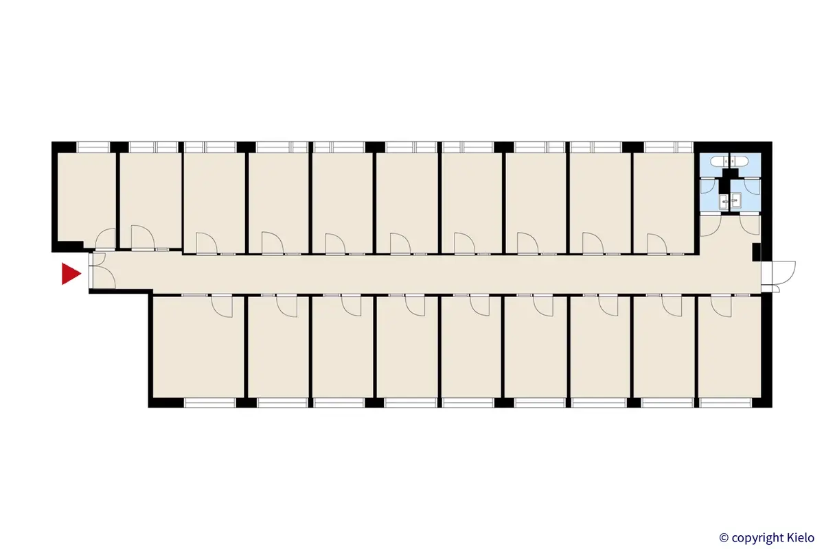 Ylistönmäentie 26, Jyväskylä, 4. kerroksen 265m2 toimitilan pohjakuva.