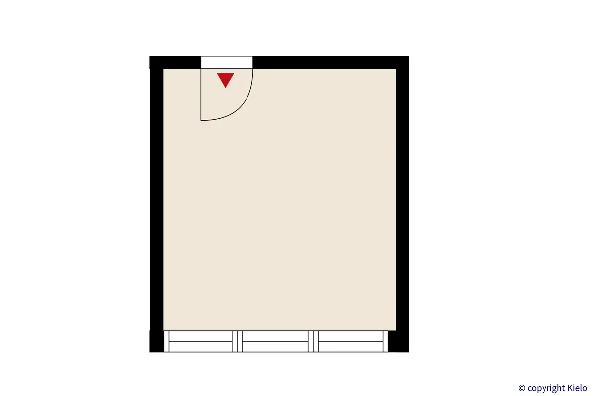 Ylistönmäentie 31, Jyväskylä, 1. kerroksen 13m2 toimitilan pohjakuva.
