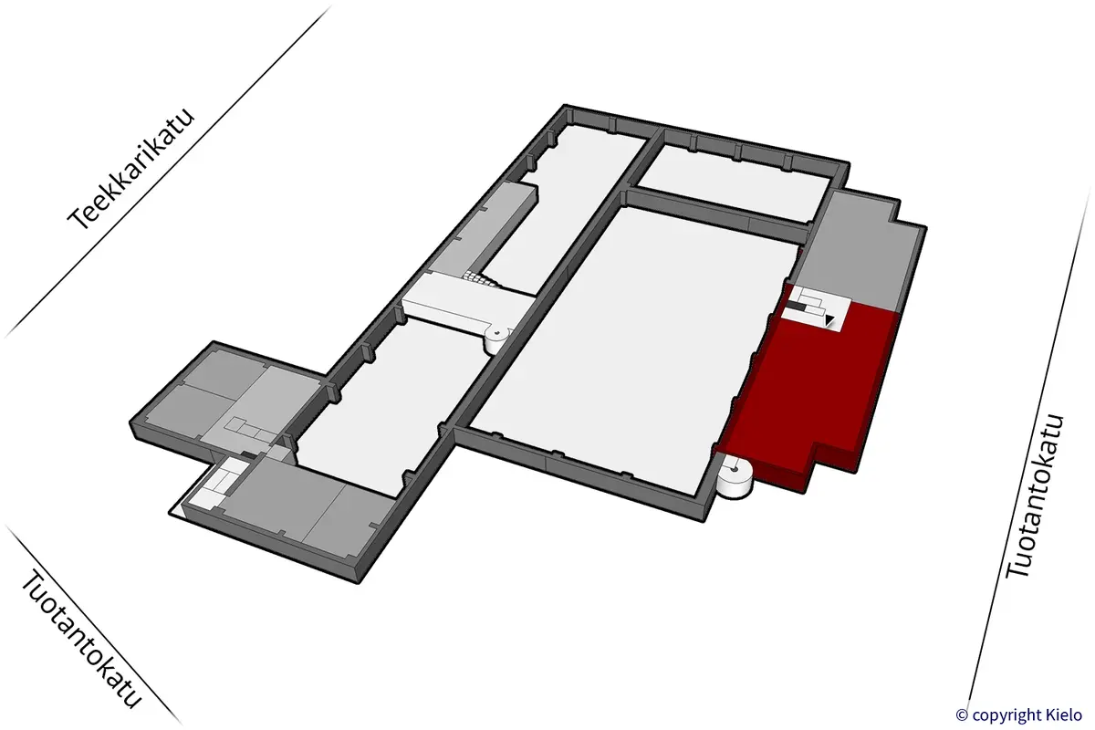 Tuotantokatu 2, Lappeenranta. 2. kerroksen 178 m2 toimistotilan sijaintikuva.