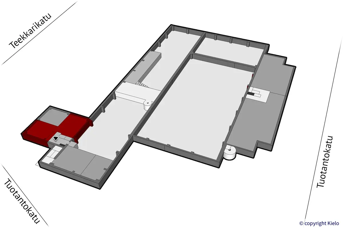 Lappeenrannan Tuotantokatu 2, 2. kerroksen 72 m2 toimistotilan sijaintikuva.