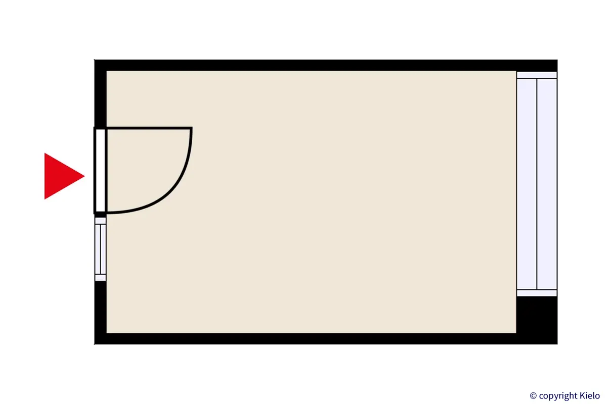 Jyväskylän Ylistönmäentie 26, 1. kerroksen 10m2 toimitilan pohjakuva.