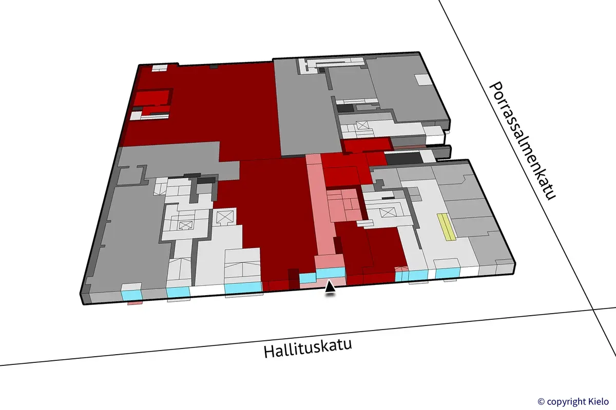 Hallituskatu 3, Mikkeli. Katutason 751 m2 toimitilan sijaintikuva.