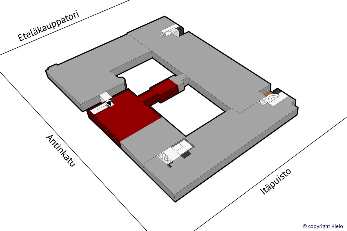 Itäpuisto 7, Pori. 2. kerroksen 264 m2 toimitilan sijaintikuva.