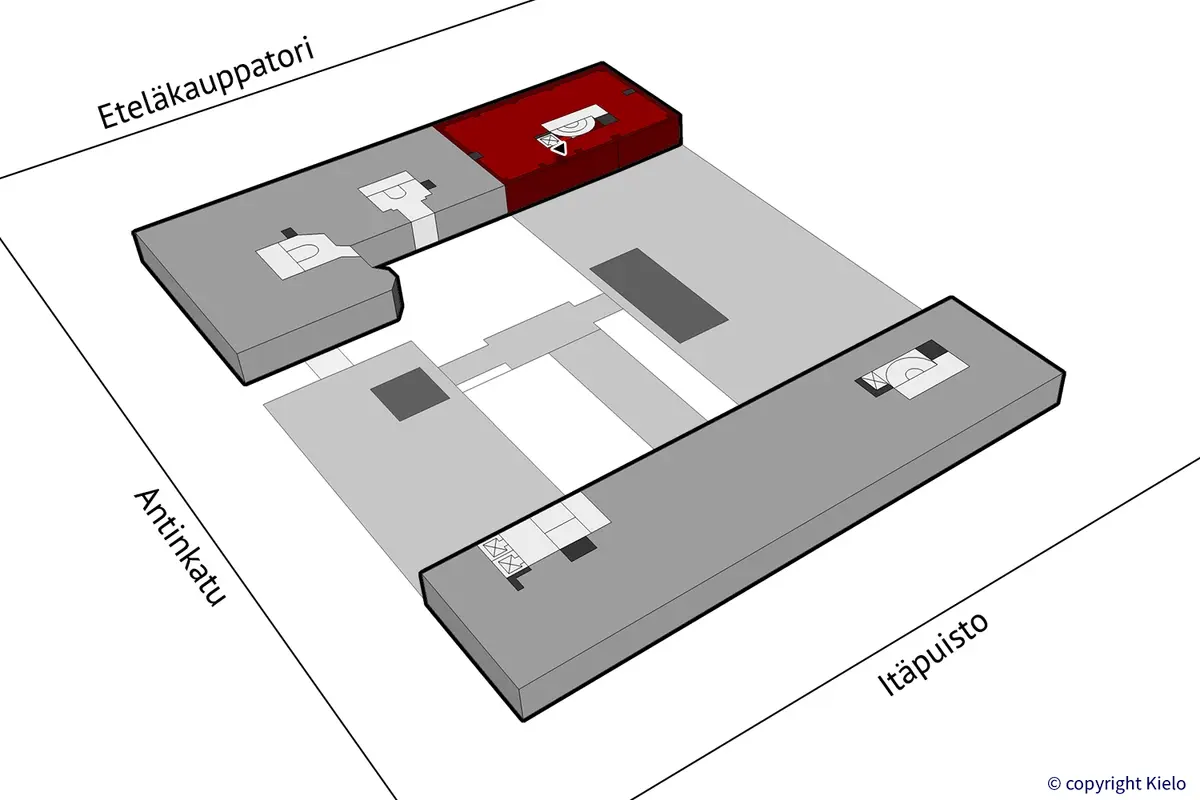Itäpuisto 7, Pori. 4. kerroksen 245 m2 toimitilan sijaintikuva.