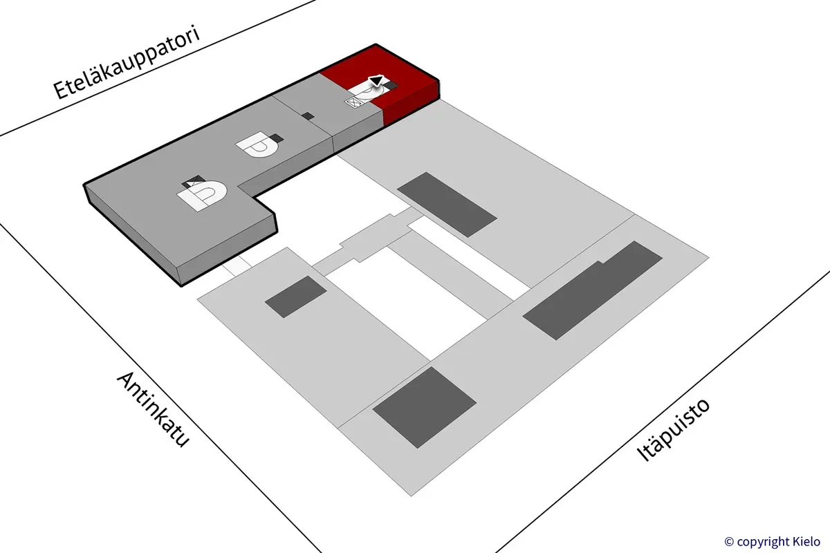 Itäpuisto 7, Pori. 7. kerroksen 132 m2 toimitilan sijaintikuva.