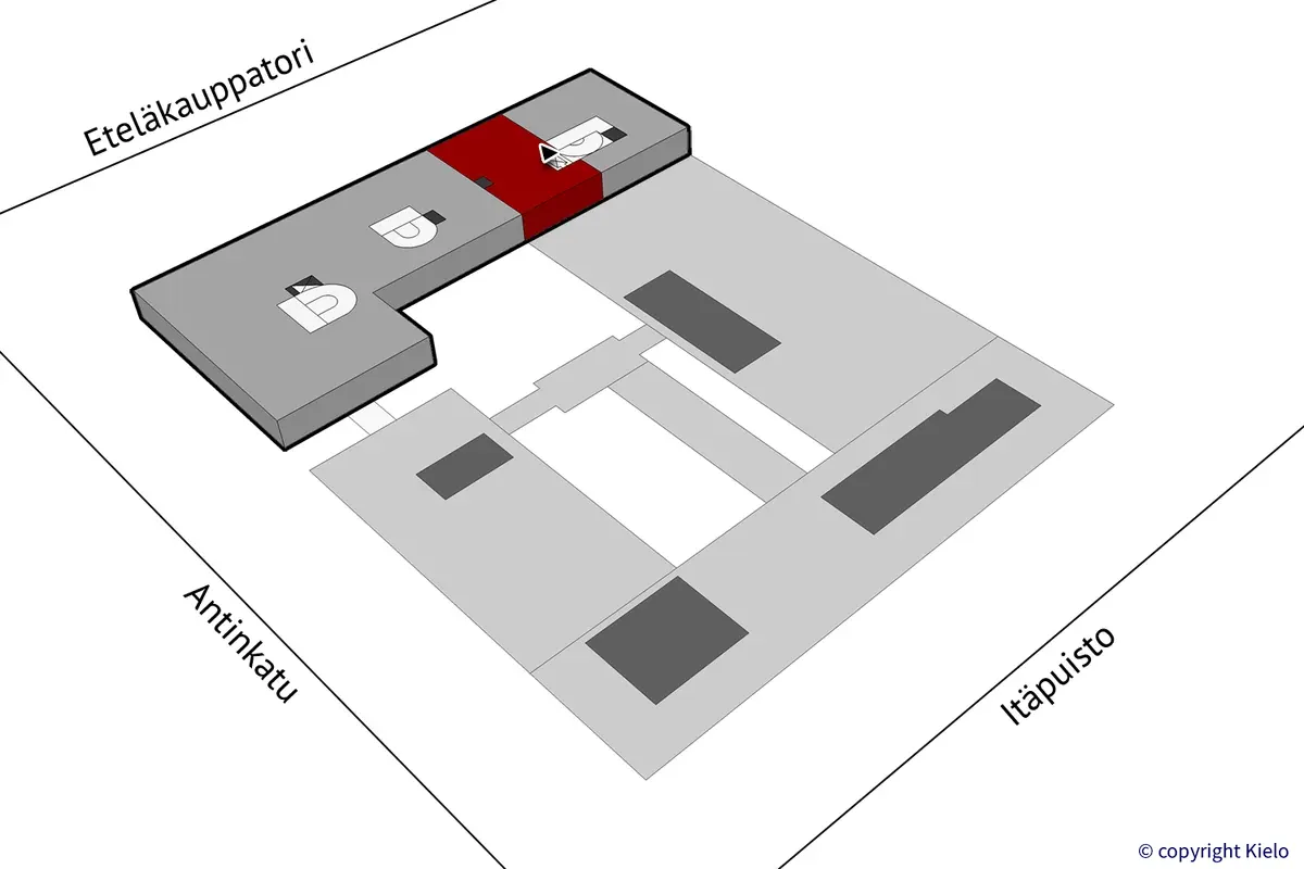 Porin Itäpuisto 7, 7. kerroksen 113 m2 toimitilan sijantikuva.