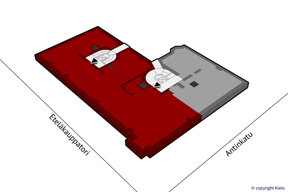 Porin Eteläkauppatori 4, 3. kerroksen 306 m2 toimitilan sijaintikuva.