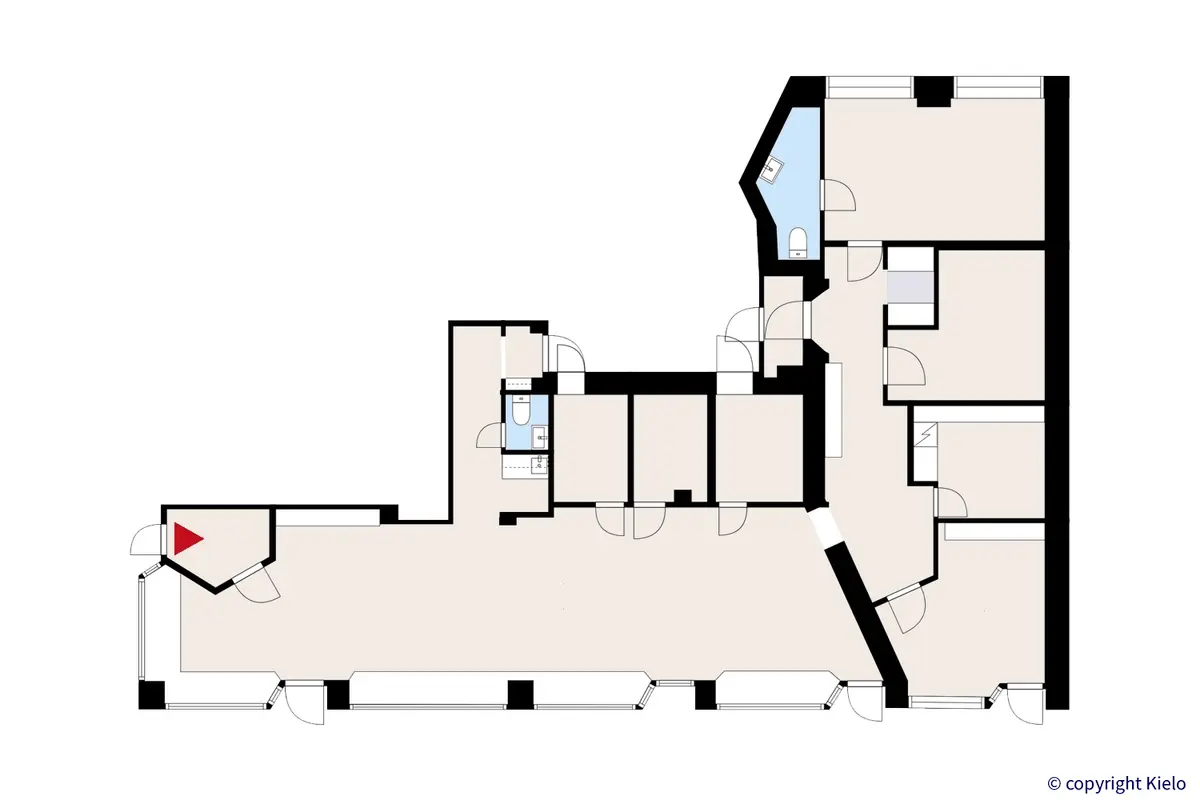 Eteläkauppatori 4, Pori. katutason 176 m2 liiketilan pohjakuva.