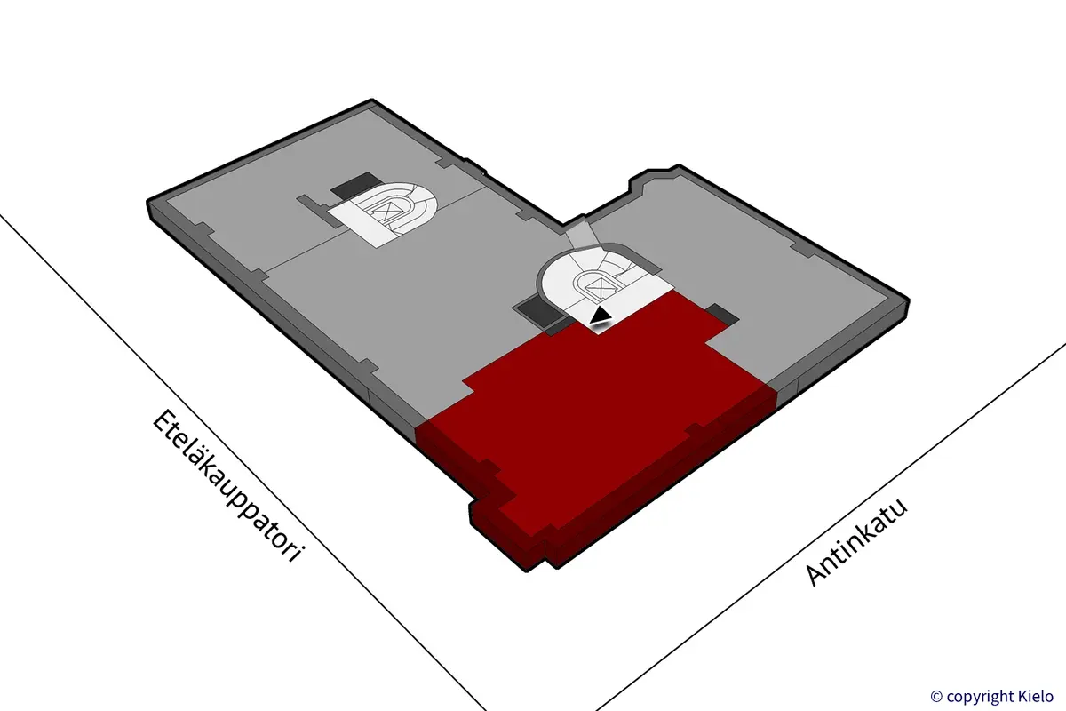 Eteläkauppatori 4, Pori. 5. kerroksen 121 m2 toimistotilan sijaintikuva.