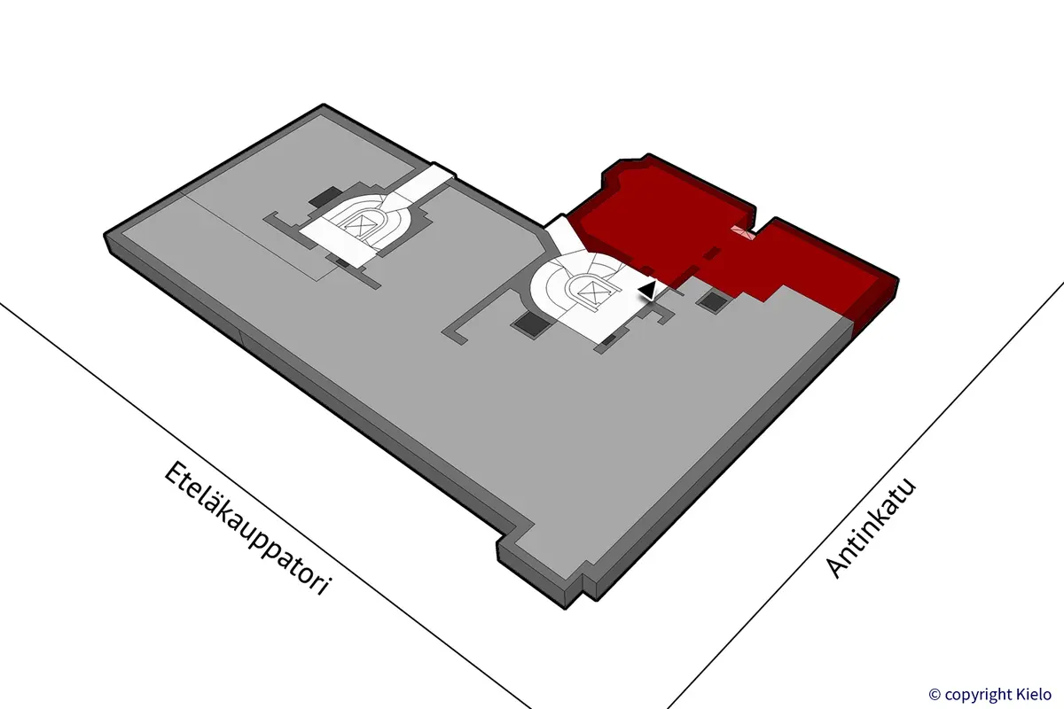 Eteläkauppatori 4, Pori. 2. kerroksen 77 m2 toimitilan sijaintikuva.