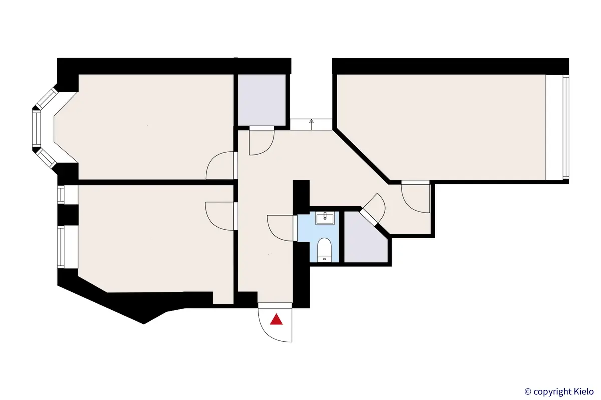 Porin Eteläkauppatori 4, 2. kerroksen 77 m2 toimistotilan pohjakuva.