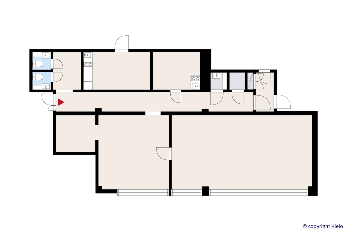 Kauppalankatu 9, Kouvola. 2. kerroksen 126 m toimistotilan pohjakuva.
