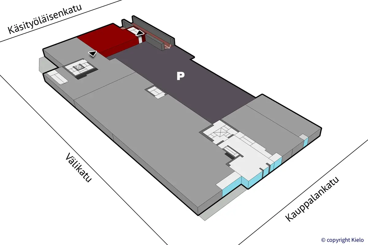 Kauppalankatu 9, Kouvola. 1. kerroksen 122 m2 toimistotilan sijaintikuva.