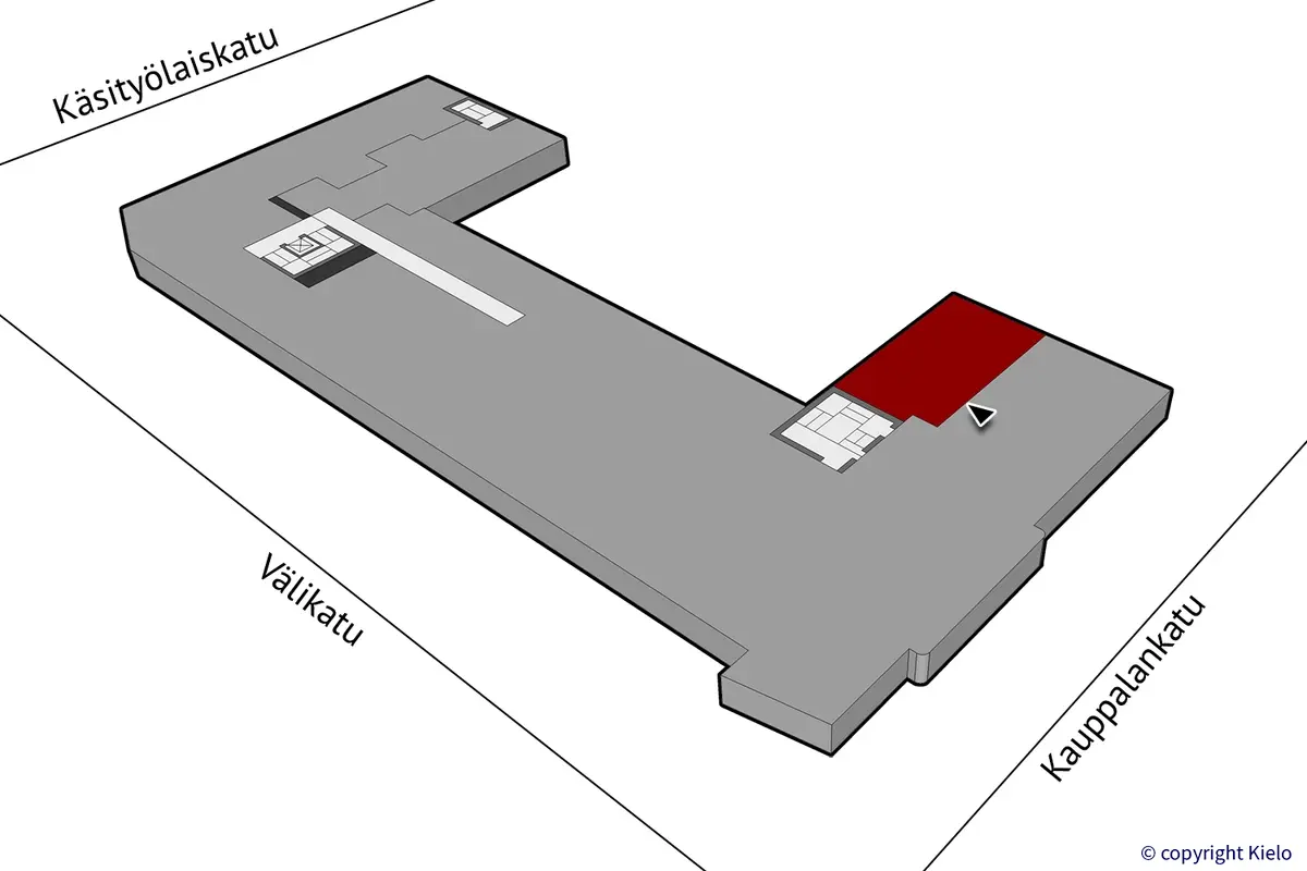 Kouvolan Kauppalankatu 9, 2. kerroksen 78,5 m2 toimitilan sijaintikuva.