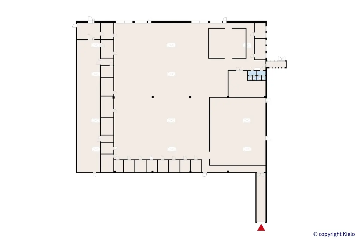 Nuottasaarentie 5, Oulu. 1. kerroksen 2204,5 m2 toimistotilan pohjakuva.