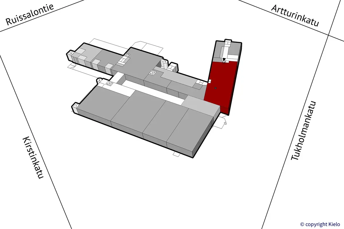 Saippua Center toisen kerroksen 425 m2 toimistotilan sijaintikuva.