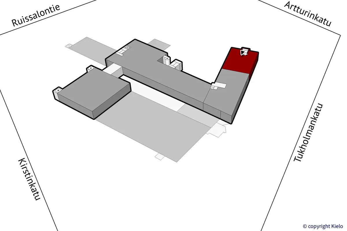Saippua Center kolmannen kerroksen 270 m2 toimistotilan sijaintikuva.