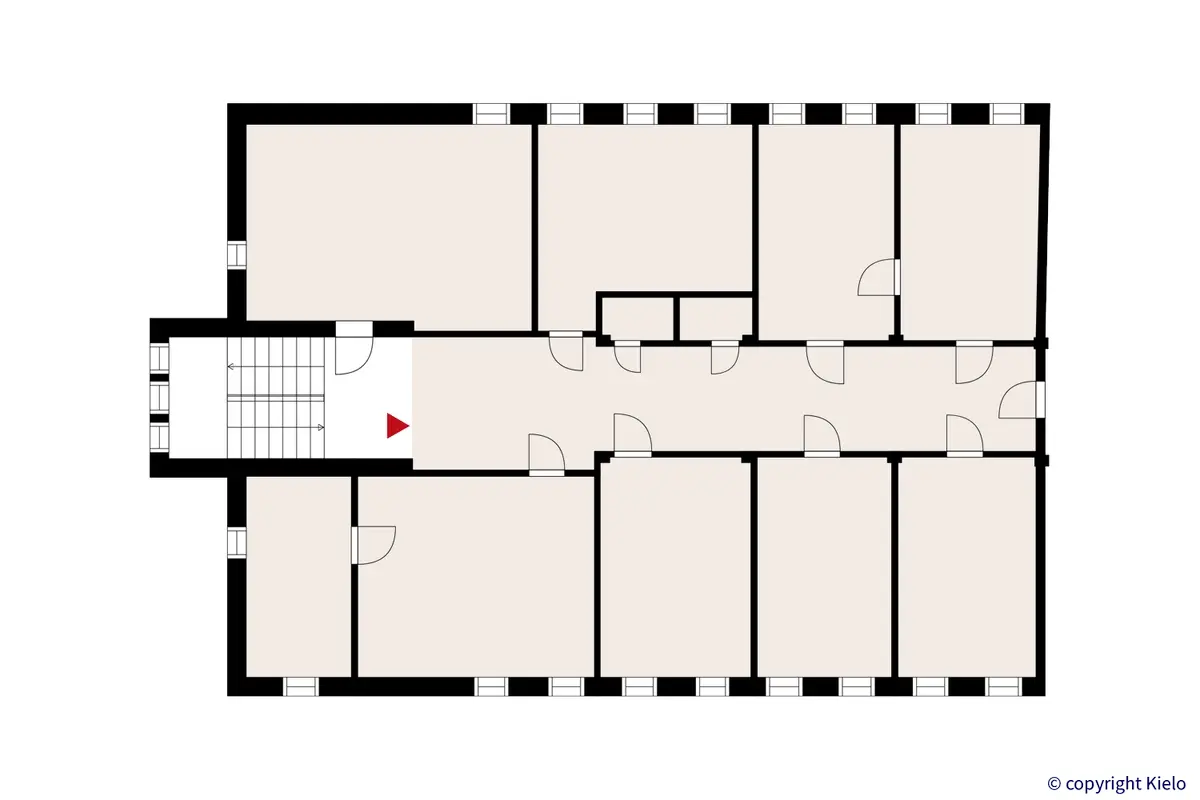 Saippua Center kolmannen kerroksen 270 m2 toimistotilan pohjakuva.