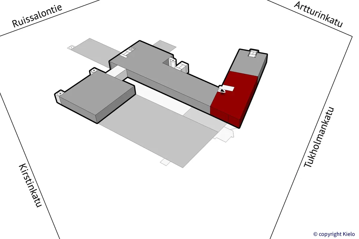 Saippua Center kolmannen kerroksen 386 m2 toimistotilan sijaintikuva.