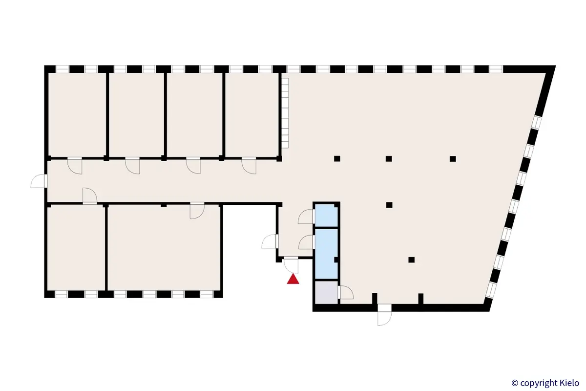Saippua Center kolmannen kerroksen 386 m2 toimistotilan pohjakuva.