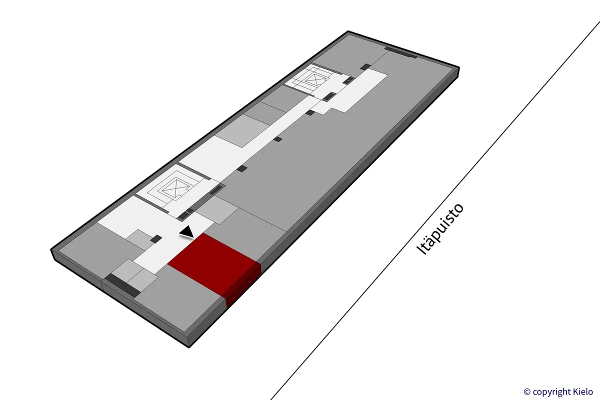 Porin Itäpuisto 11, 6. kerroksen 25 m2 toimitilan sijaintikuva.