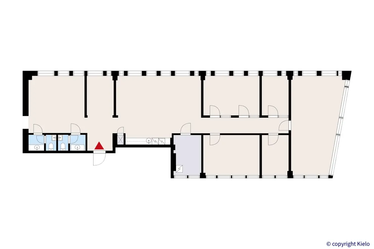 Äyritie 8d, Vantaa, 5. kerroksen 231m2 toimitilan pohjakuva.
