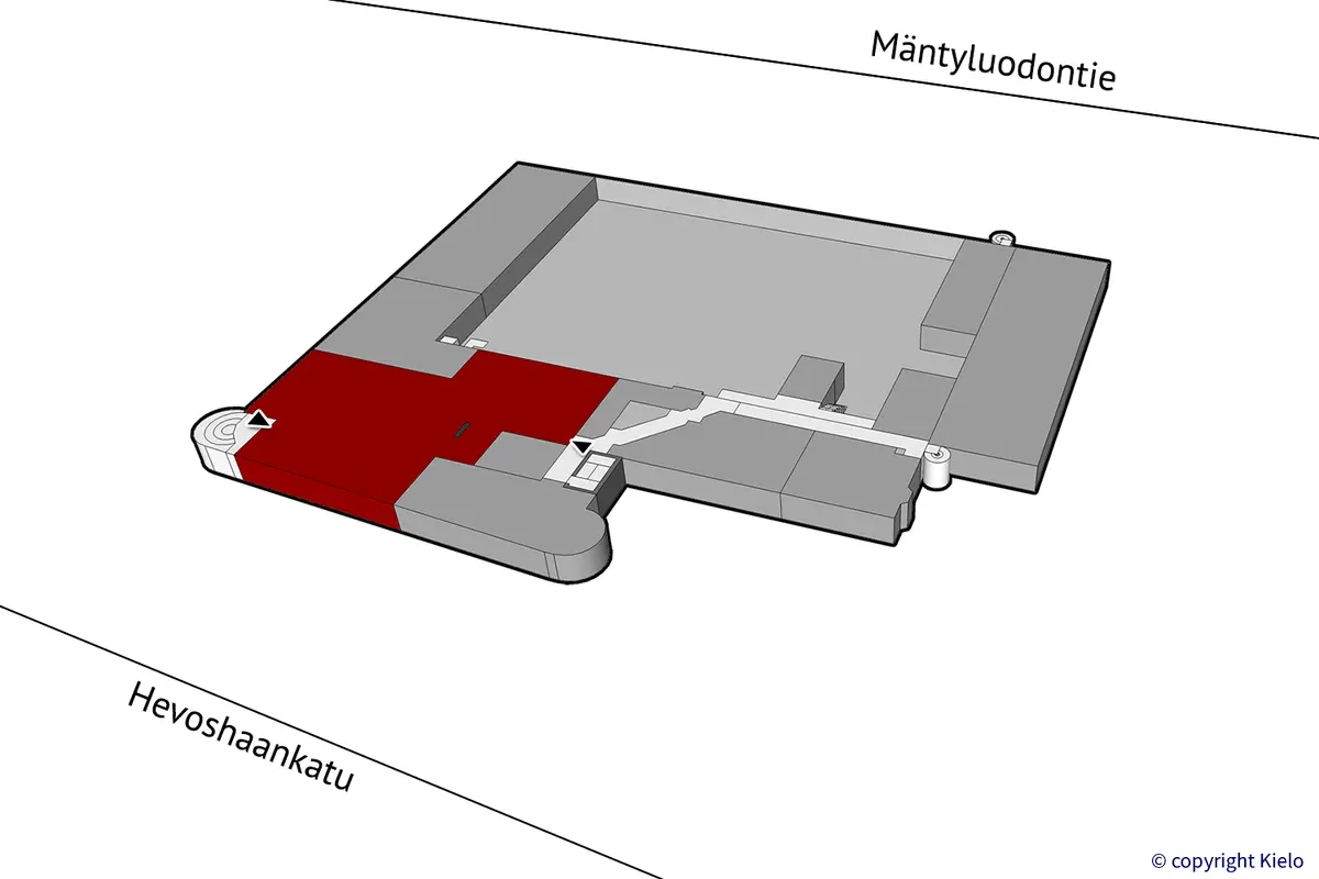 Porin Hevoshaankatu 3, 2. kerroksen 637,5 m2 toimistotilan sijaintikuva.