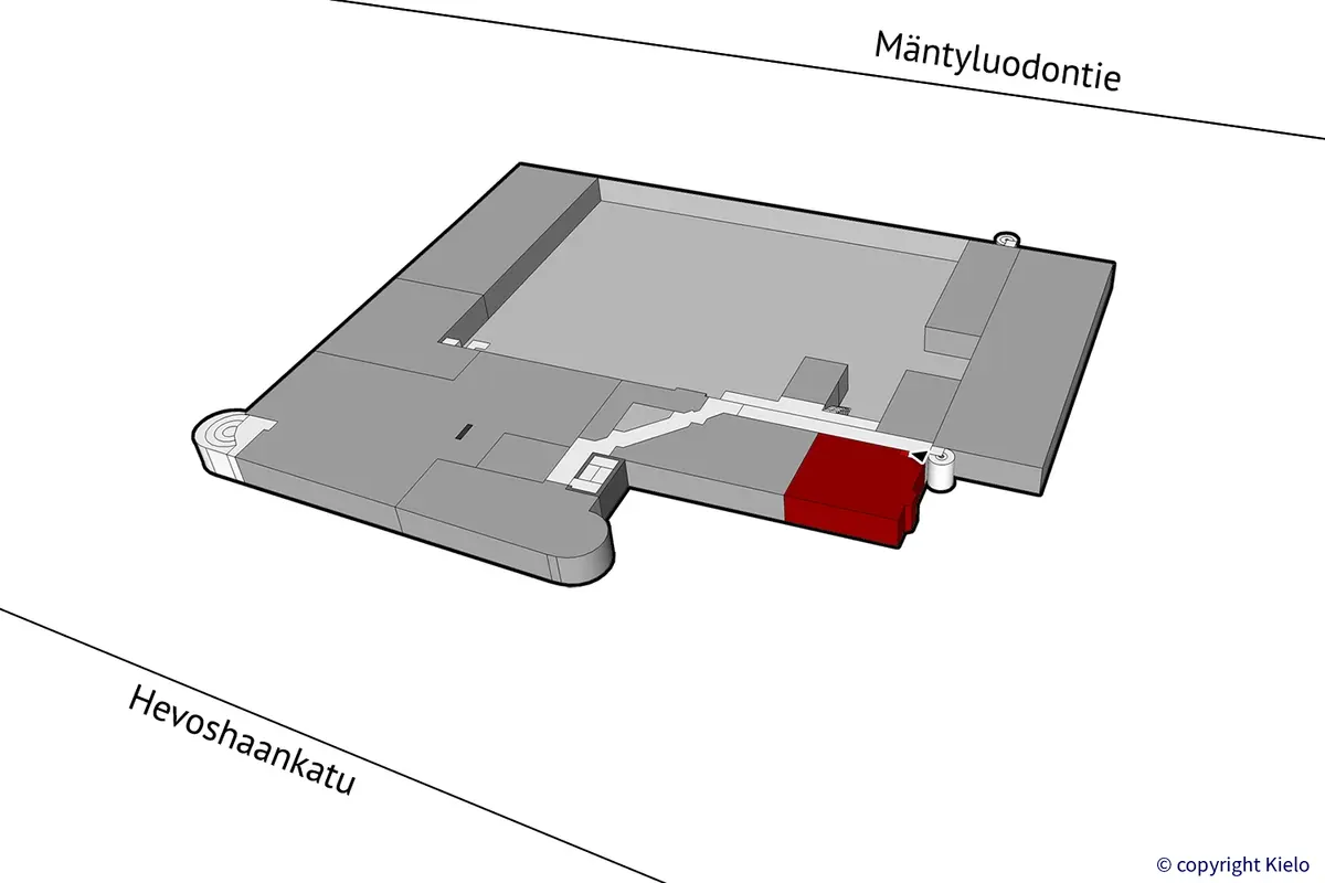 Hevoshaankatu 3, Pori. 2. kerroksen 121,5 m2 toimitilan sijaintikuva.