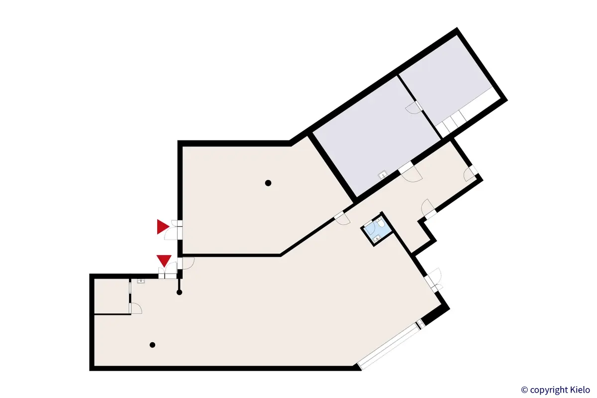 Tuusulan Hyrylänkatu 8, kellarikerroksen 326,5 m2 liiketilan pohjakuva.