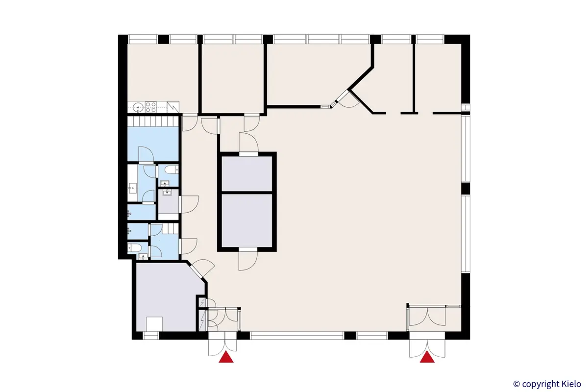 Tuusulan Hyrylänkatu 8, katutason 266 m2 liiketilan pohjakuva.