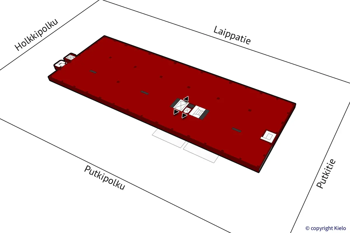 Helsingin Laippatie 1. 3. kerroksen 2400 m2 toimitilan sijaintikuva.