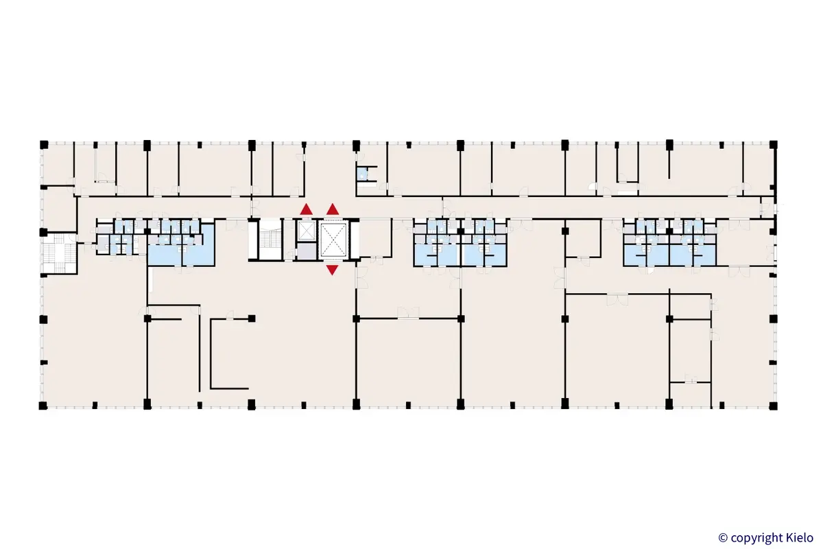 Laippatie 1, Helsinki. 3. kerroksen 2400 m2 toimistotilan pohjakuva.