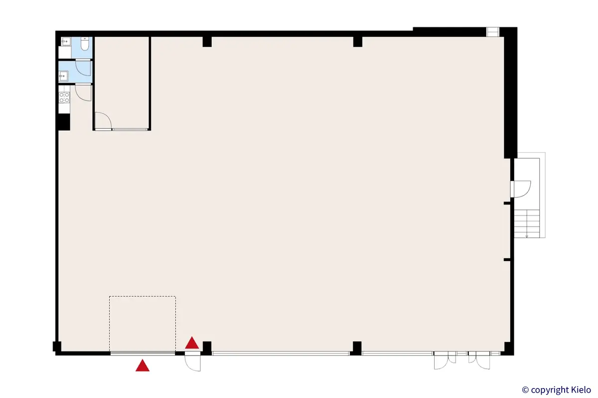 Espoon Kartanonherrantie 7, katutason 412 m2 liiketilan pohjakuva.