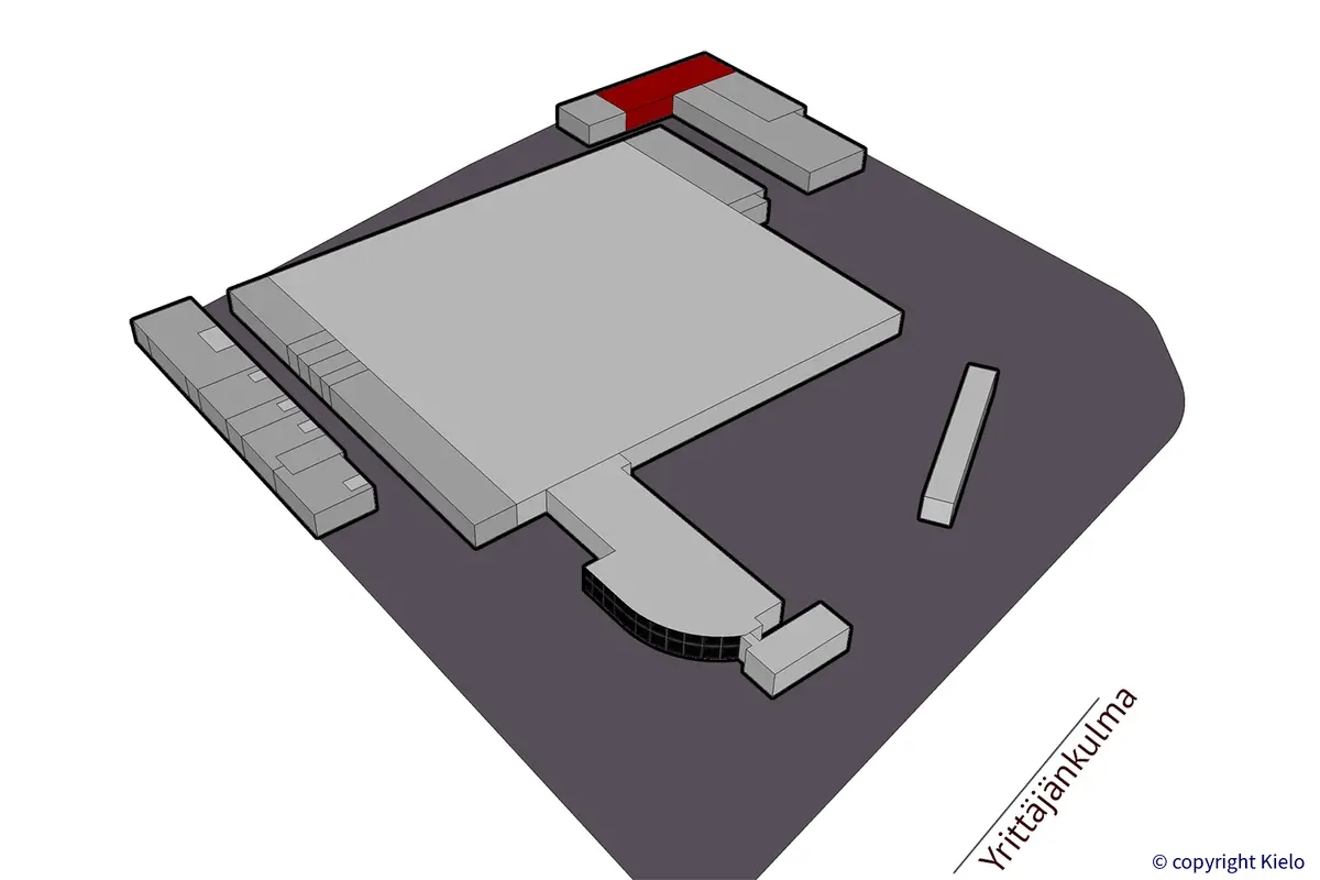 Tampereen Yrittäjänkulma 5 kylmän 645 m2 varastohallin sijaintikuva.