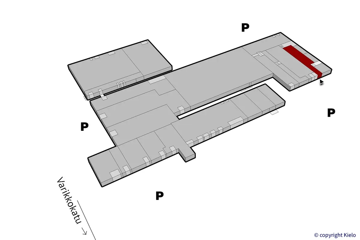 Kuopion Varikkokatu 2 katutason 412 m2 toimitilan sijaintikuva.