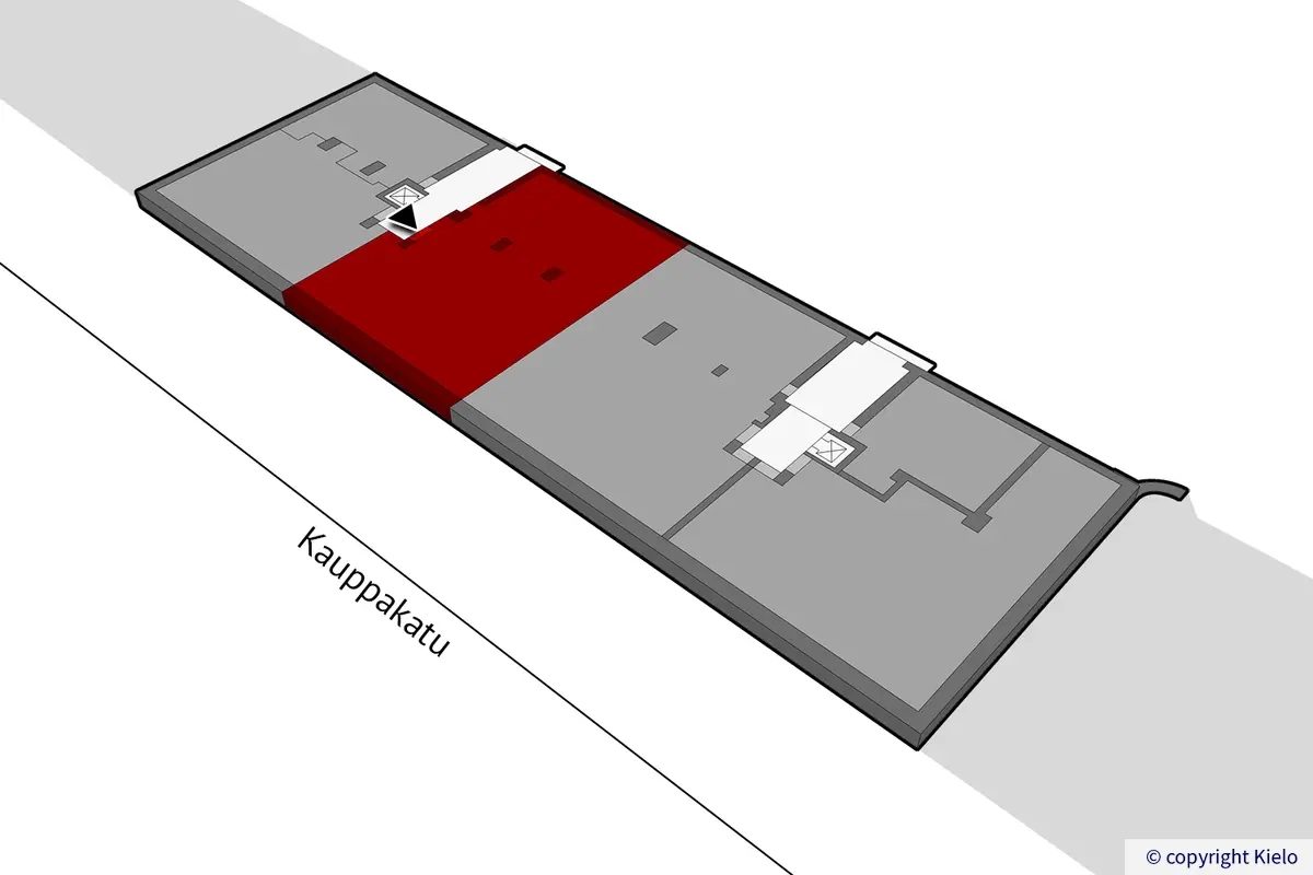 Jyväskylän Kauppakatu 18 kolmannen kerroksen 154,5 m2 toimitilan sijaintikuva.
