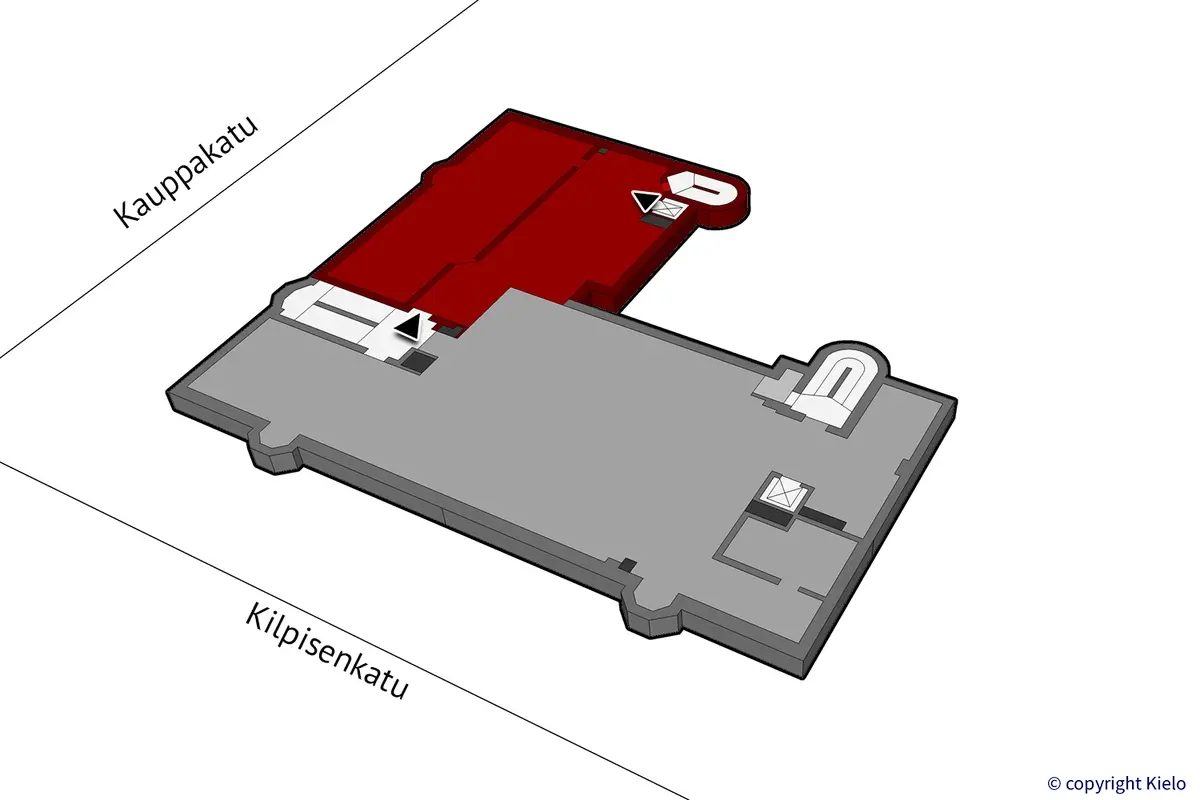 Puistonkulma toisen kerroksen 221 m2 toimitilan sijaintikuva.