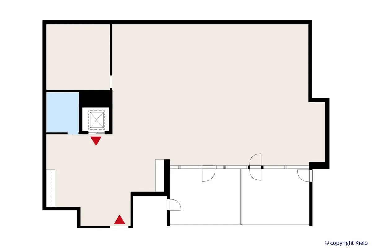 Puistonkulma neljännen kerroksen 181,5 m2 toimitilan pohjakuva.