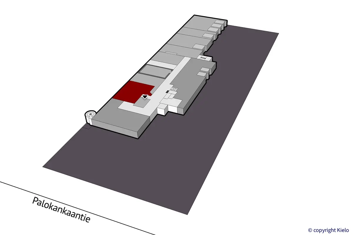 Jyväskylän Palokankaantie 18 ensimmäisen kerroksen 115,6 m2 toimitilan sijaintikuva