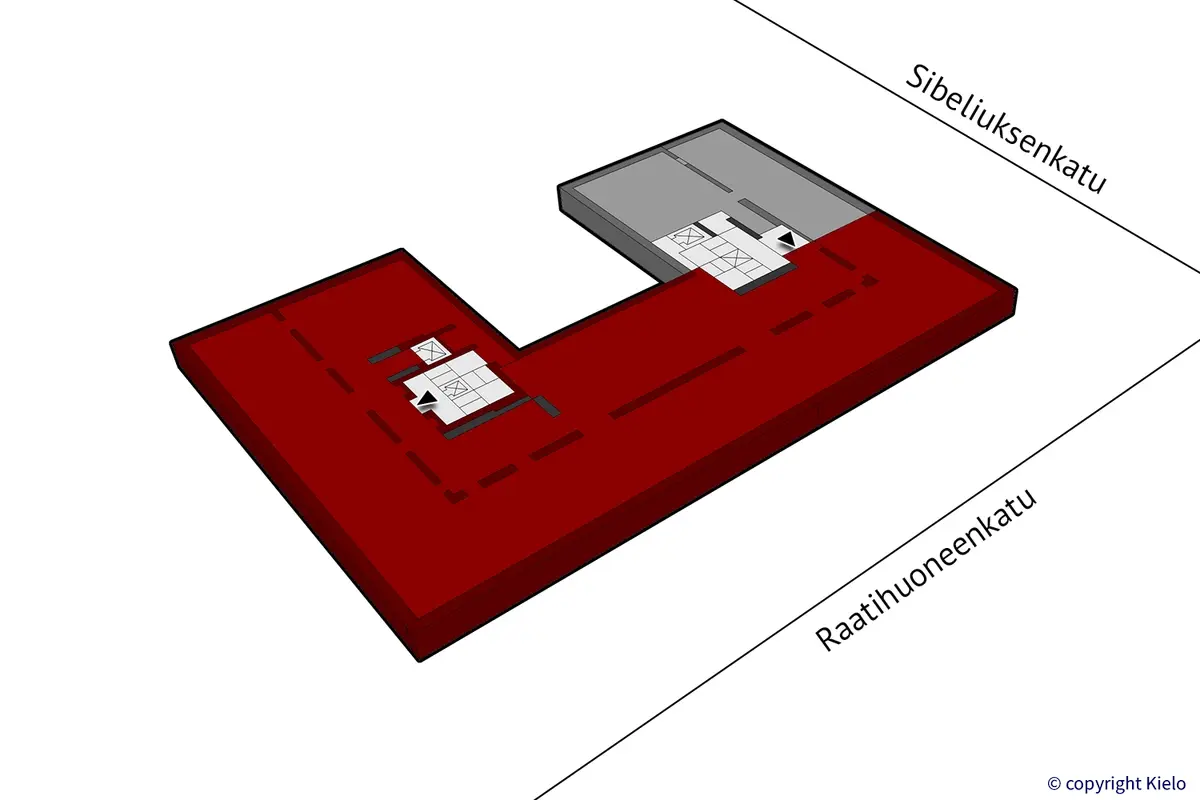 Hämeenlinnan Sibeliuksenkatu 2, 5. kerroksen 572 m2 toimitilan sijaintikuva.