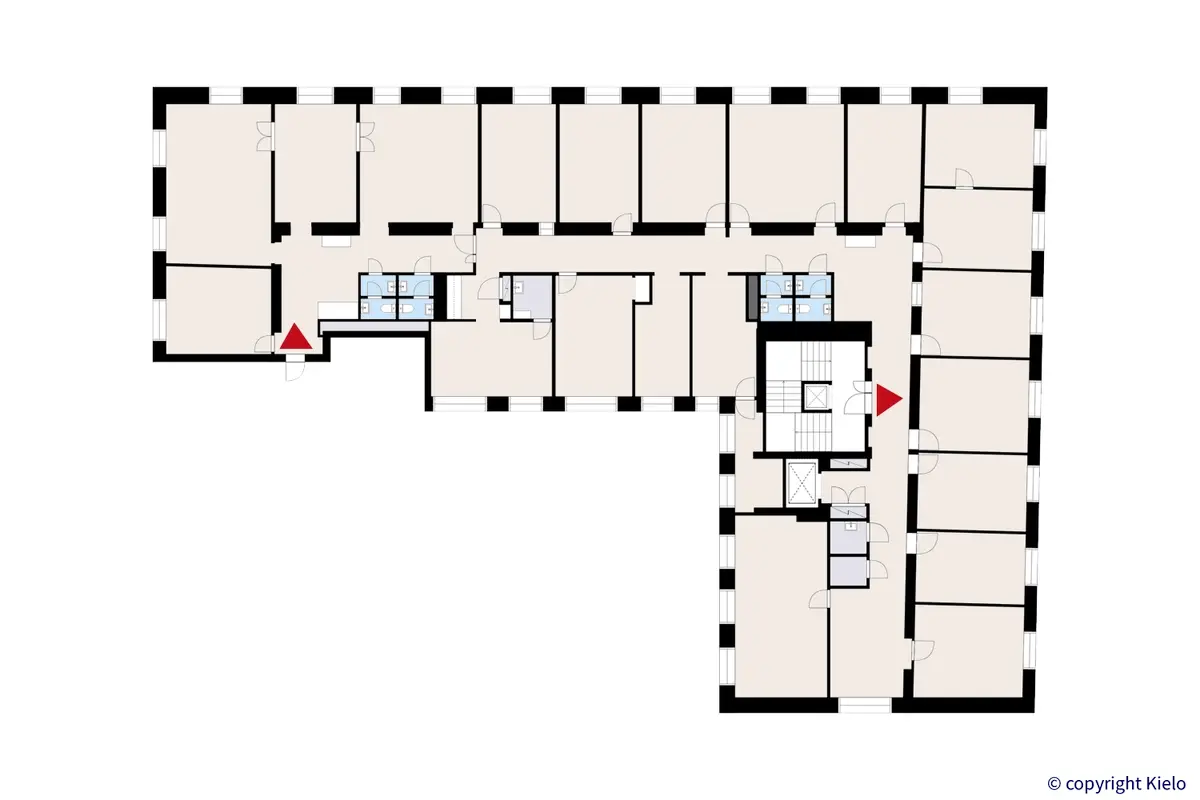 Sibeliuksenkatu 2, Hämeenlinna, 5. kerroksen 572 m2 toimitilan pohjakuva.