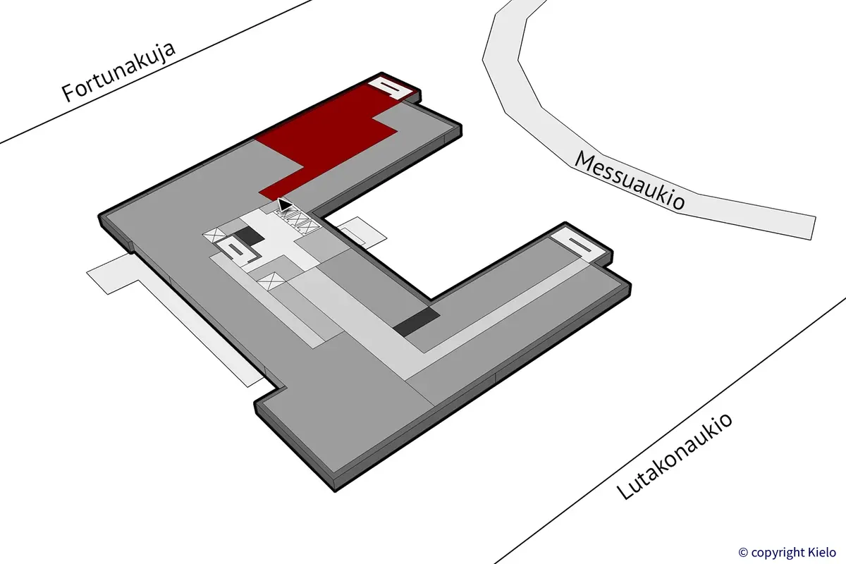 Jyväskylän Lutakonaukio 7, 3. kerroksen 193 m2 toimitilan sijaintikuva.