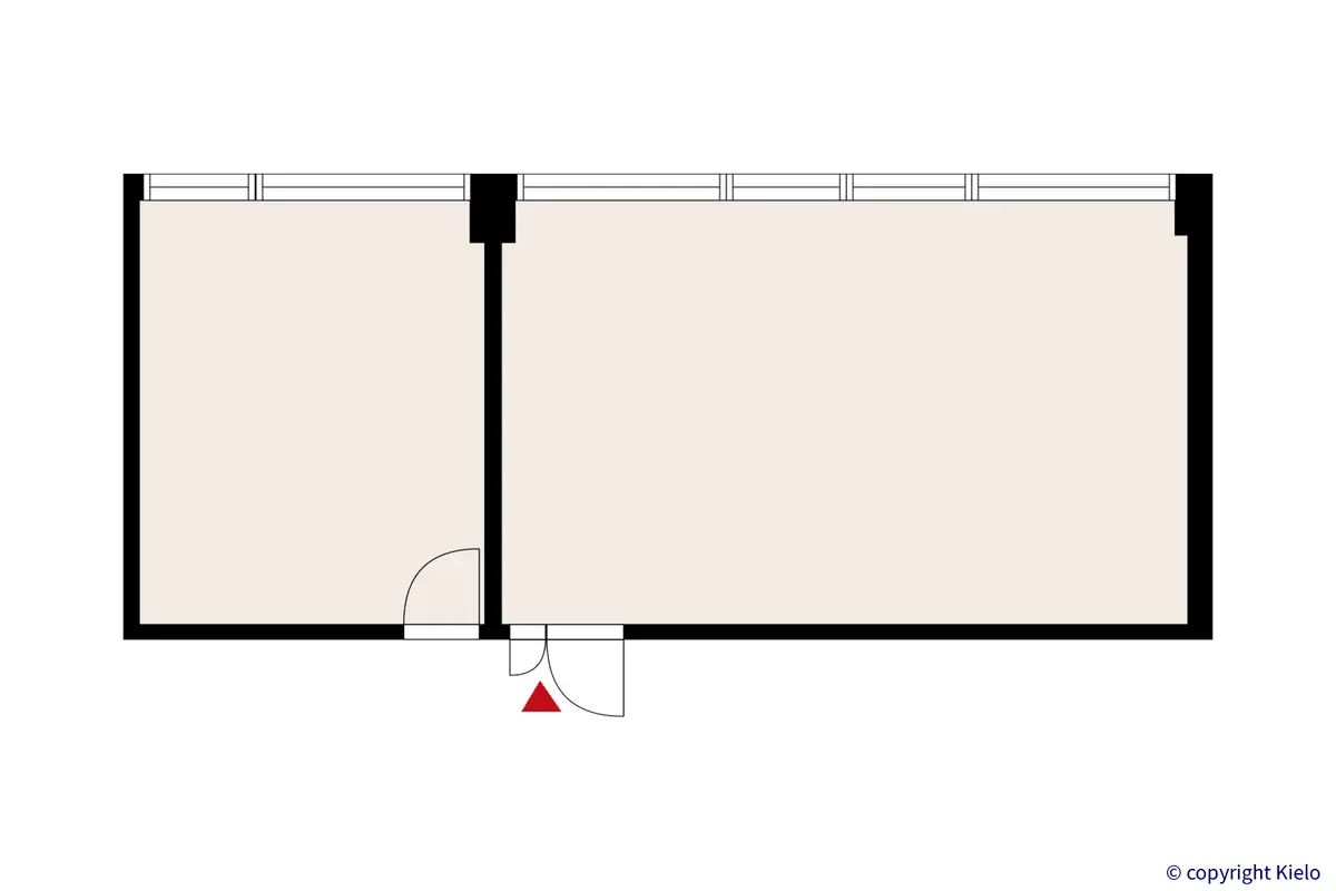Lutakonaukio 1, Jyväskylä, 2. kerroksen 50,5 m2 toimitilan pohjakuva.